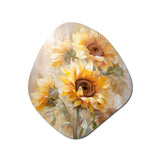 Beige Sunflowers Romantic Impression V - Asymmetric Metal Wall Art