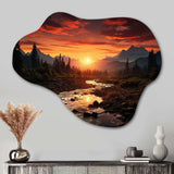 Sunrise Morning At The River - Asymmetric Metal Wall Art