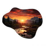 Sunrise Morning At The River - Asymmetric Metal Wall Art