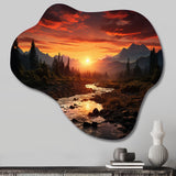 Sunrise Morning At The River - Asymmetric Metal Wall Art