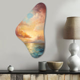 Ocean Sunset Celestial Symphony - Asymmetric Metal Wall Art