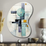 White Blue Suprematism Harmonious Convergence II - Asymmetric Metal Wall Art