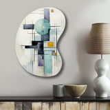 White Blue Suprematism Harmonious Convergence II - Asymmetric Metal Wall Art