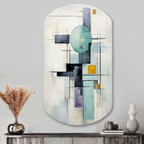 White Blue Suprematism Harmonious Convergence II - Asymmetric Metal Wall Art