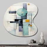 White Blue Suprematism Harmonious Convergence II - Asymmetric Metal Wall Art