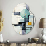 White Blue Suprematism Harmonious Convergence II - Asymmetric Metal Wall Art