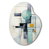 White Blue Suprematism Harmonious Convergence II - Asymmetric Metal Wall Art