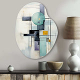 White Blue Suprematism Harmonious Convergence II - Asymmetric Metal Wall Art