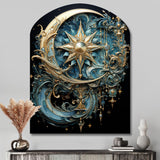 Symbols Crescent Moon And Stars - Asymmetric Metal Wall Art