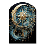 Symbols Crescent Moon And Stars - Asymmetric Metal Wall Art