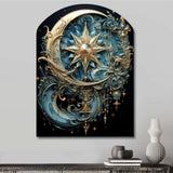 Symbols Crescent Moon And Stars - Asymmetric Metal Wall Art