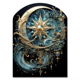 Symbols Crescent Moon And Stars - Asymmetric Metal Wall Art