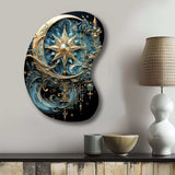 Symbols Crescent Moon And Stars - Asymmetric Metal Wall Art