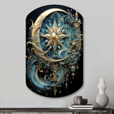 Symbols Crescent Moon And Stars - Asymmetric Metal Wall Art