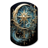 Symbols Crescent Moon And Stars - Asymmetric Metal Wall Art