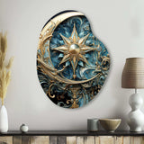 Symbols Crescent Moon And Stars - Asymmetric Metal Wall Art