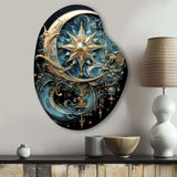 Symbols Crescent Moon And Stars - Asymmetric Metal Wall Art