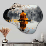 Thai Monk Silent Reflection - Asymmetric Metal Wall Art