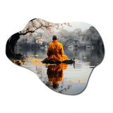 Thai Monk Silent Reflection - Asymmetric Metal Wall Art