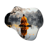 Thai Monk Silent Reflection - Asymmetric Metal Wall Art