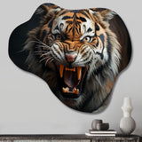 Brown Fierce Tiger Portrait II - Asymmetric Metal Wall Art