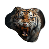 Brown Fierce Tiger Portrait II - Asymmetric Metal Wall Art