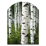 White Green Birch Tree Whispers III - Asymmetric Metal Wall Art