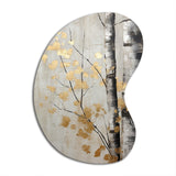 Tree Whispers Of Gray And Gold - Asymmetric Metal Wall Art