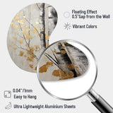 Tree Whispers Of Gray And Gold - Asymmetric Metal Wall Art