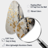 Tree Whispers Of Gray And Gold - Asymmetric Metal Wall Art