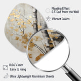 Tree Whispers Of Gray And Gold - Asymmetric Metal Wall Art