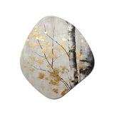 Tree Whispers Of Gray And Gold - Asymmetric Metal Wall Art