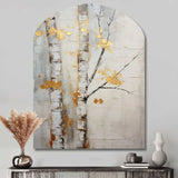 Tree Whispers Of Grey & Yellow III - Asymmetric Metal Wall Art