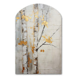 Tree Whispers Of Grey & Yellow III - Asymmetric Metal Wall Art