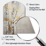 Tree Whispers Of Grey & Yellow III - Asymmetric Metal Wall Art