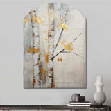 Tree Whispers Of Grey & Yellow III - Asymmetric Metal Wall Art