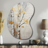 Tree Whispers Of Grey & Yellow III - Asymmetric Metal Wall Art