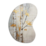 Tree Whispers Of Grey & Yellow III - Asymmetric Metal Wall Art