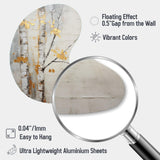 Tree Whispers Of Grey & Yellow III - Asymmetric Metal Wall Art