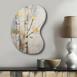 Tree Whispers Of Grey & Yellow III - Asymmetric Metal Wall Art