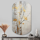 Tree Whispers Of Grey & Yellow III - Asymmetric Metal Wall Art