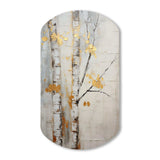 Tree Whispers Of Grey & Yellow III - Asymmetric Metal Wall Art