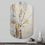 Tree Whispers Of Grey & Yellow III - Asymmetric Metal Wall Art