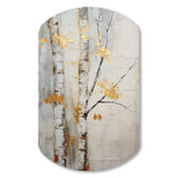 Tree Whispers Of Grey & Yellow III - Asymmetric Metal Wall Art