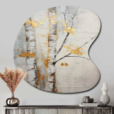 Tree Whispers Of Grey & Yellow III - Asymmetric Metal Wall Art