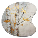 Tree Whispers Of Grey & Yellow III - Asymmetric Metal Wall Art