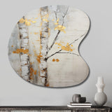 Tree Whispers Of Grey & Yellow III - Asymmetric Metal Wall Art