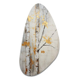 Tree Whispers Of Grey & Yellow III - Asymmetric Metal Wall Art