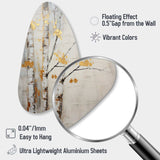 Tree Whispers Of Grey & Yellow III - Asymmetric Metal Wall Art