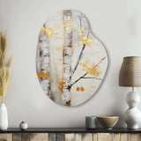 Tree Whispers Of Grey & Yellow III - Asymmetric Metal Wall Art